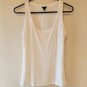 Ann Taylor Sequin White Tank Size Small